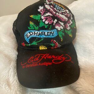 ED HARDY by Christian Audigier Rhinestone Trucker Hat